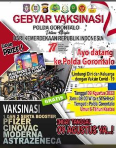 Breaking News, Polda Gorontalo Gelar Gebyar Vaksinasi Hadiah Utama 10 Yunit Sepeda