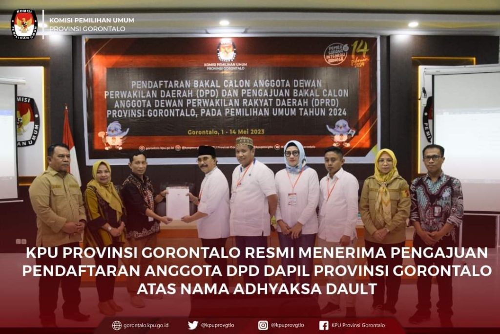 Adhyaksa Dauld Resmi Daftar Balon DPD RI di KPU Gorontalo