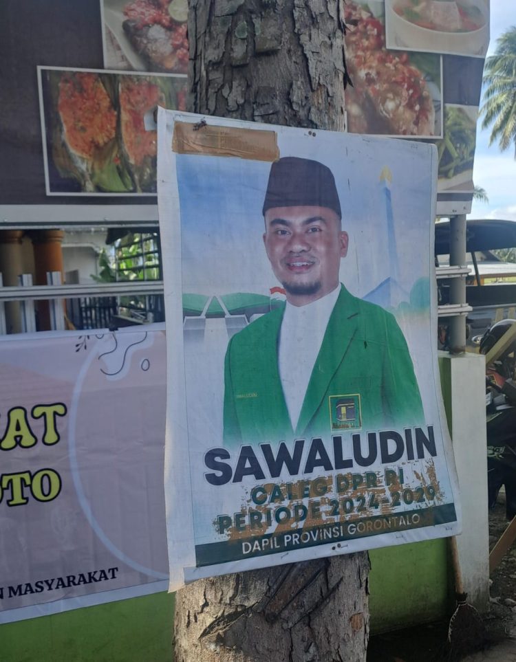 Bagaikan Iklan Sedot ‘WC’ Poster Sawaludin Caleg PPP DPR RI Terpasang di Pohon